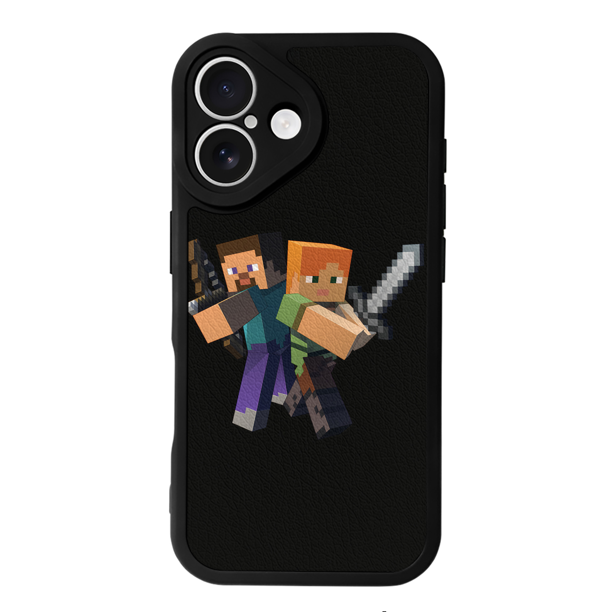 （画像用） マインクラフト ブロックの世界 Minecraft MC Block world 【iPhone 16シリーズ対応】シリコンスマホケース（レザー調） 材質：シリコン